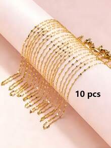 1/100pcs/Pack Multi-Color Stainless Steel K-Plated Basic Chain Necklace, DIY Jewelry Making Chain Necklace Can Be Worn Separately - Multicolor - View 29