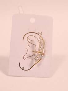 Luxury Ear Cuff Earring With Cubic Zirconia, Gold Or Silver, Fake Cartilage Piercing (No Hole Needed) - A-金色 - 查看 6
