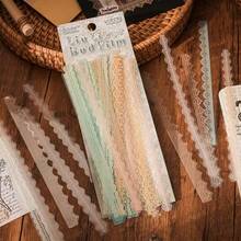 240张复古蕾丝系列贴纸，预裁切透明PET材质蕾丝边框贴纸，适用于日记本、相册、剪贴簿装饰，镂空刺绣蕾丝图案长边框贴纸，DIY手账装饰，手账用品，剪贴簿用品，防水耐用，可用于夹贴、书籍装饰、手工活动、房间装饰、成人工艺品、办公用品、学习用品、个性化礼物、返校礼物、学生礼物。 - 彩色 - 查看 3