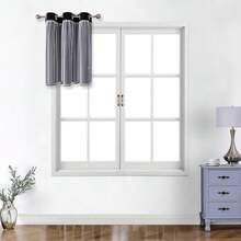 2 Panels Black Blackout Curtains With Star Cutouts, Solid Color Curtains With Lace Voile Layers, Suitable For Bedroom, Living Room - Black - View 32