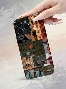 1PC StrangerCollage Pattern Fashionable Men's And Women's Anti Drop Phone Case, Suitable For IPhone 17/17PRO/17AIR/17PROMAX/16E/16/16PRO/16PLUS/16PROMAX/15/15PROMAX/14/14PLUS/14PROMAX/14PROMAX/13/1 - 黑色 - 查看 1