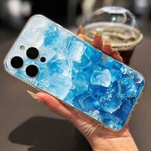A Phone Case Featuring a Summer-Themed Design with Refreshing Ice Cubes, UV Printing, And Angel Eyes. This TPU Translucent Shell Offers 360-Degree Protection for Various for  Models Including 17 11, 12, 13, 14, 15, 16 Pro Max, XR, X/XS, 7, 8 Plus, SE, And Mini, Making It an Ideal Gift for Birthdays for Both And . - Transparente - Ver 2