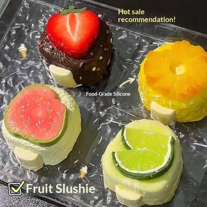 1个高品质水果冰淇淋造型挤压玩具，减压玩具，适合女孩和青少年，硅胶手工制作，生日、节日、圣诞节、复活节的完美礼物
