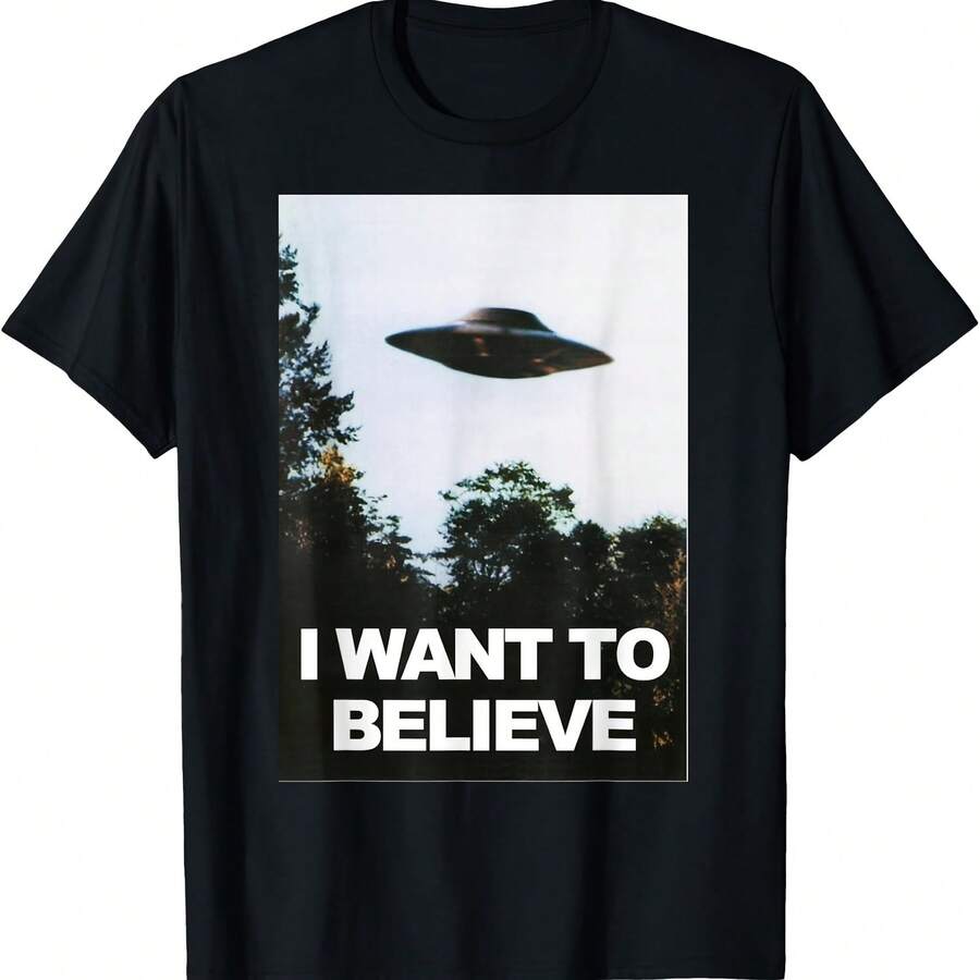 Alien UFO Hunter Shir Want to Believe T-Shirt T-Shirt - Negro 4 - Ver 1