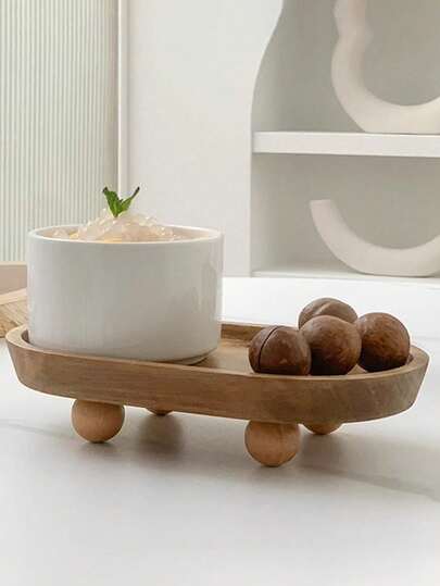 2pcs/1pc 7.8*4.65*1.69 Inch Wooden Tray, Can Be Used As Aromatherapy Display, Key Holder, Creative Dessert Plate, Entryway Organizer, Wooden Candle Holder Or Oval Planter Base. Also Suitable As Holiday Party Decor. Artistic Decorative Style, Ideal As Birthday Or Graduation Gift