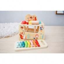 Banco Musical Multifuncional de Madera para s Juguete Educativo con Xilófono de 8 Notas y Martillo Diseño de Animales del Bosque-038 - como en la foto - Ver 6