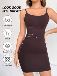 Suprenx Women's Solid Color Adjustable Strap Tummy Control Shapewear Jumpsuit - Maroon - View 4