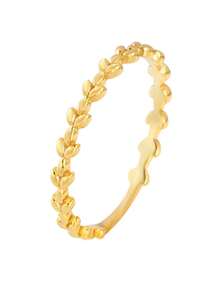 BALMORA 1款简约百搭的S925纯银树叶戒指橄榄枝花环戒指女士节日礼物日常百搭 - 金色 - 查看 7