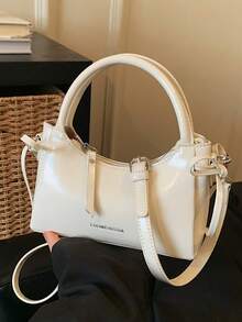 New Fashionable & Elegant Solid Color PU Leather Bow Tie Decor Mini Handbag For Women - White - View 1