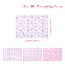3/6pcs Golden And Pink Glitter Bows And Checkered Design Packaging Paper Elegant Girly Style For Birthdays, Baby Showers, Weddings, Valentine's - Multicolor - View 10