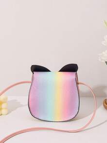 1个女童新款可爱迷你斜挎包，儿童可爱卡通猫咪休闲单肩包，女童小零钱包，旅行日常使用邮差包手提包 - 彩色 - 查看 10