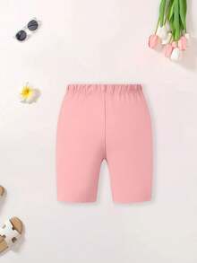 1 Set Tween Girls Round Neck Short Sleeve T-Shirt And Shorts, Soft Comfortable Fabric, Teenage Casual Street Style, Fashionable Personalized Outfit, Suitable For Summer School, Vacation, Party And Daily Wear - Pink - View 7