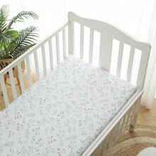 2件装柔软透气100%纯棉婴儿床单，波西米亚风格中性色柔软棉质婴儿床垫套，适合标准婴儿床垫 - 彩色 - 查看 8