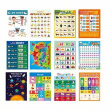 18 Boho Colorful Educational Posters, Learning Poster For Kids Ages 1-6, ABC Chart, Numbers, Colors, Shapes, Days Of The Week,Homeschool Classroom Decor, PreK Learning Materials Alphabet Number Chart, Toddler Education Gift - 彩色 - 查看 6