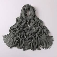 1件春夏新款穆斯林头巾，柔软透气条纹渐变莫代尔面料 - 彩色 - 查看 11