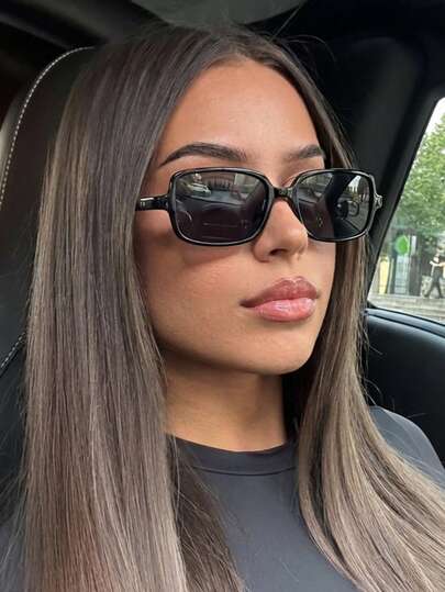 1 Pair Women's Black Rectangular PC Frame Minimalist Solid Color Fashionable Casual Fashion Glasses