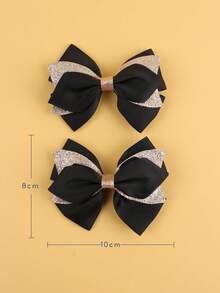 2入組小女童蝴蝶結裝飾鴨嘴夾 - 彩色 - 查看 5