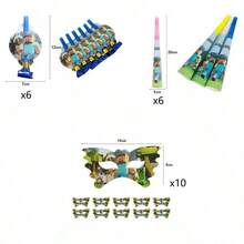 Minecraft Theme Party Mask Set, Invitation Gift Bag Set, Party Supplies - Multicolor - View 8