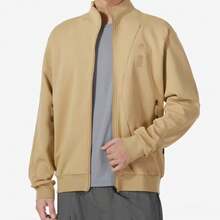 Adidas New Men's Casual Commuter Knit Stand Collar Zip-Up Jacket - Khaki - View 1