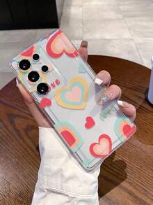 1个时尚创意全屏波浪心形字母图案透明气垫TPU材质防摔手机壳，适合作为节日礼物，适用于三星Galaxy S22/23/24/25/A05/A05S/A53/A54/A55等型号 - 彩色 - 查看 8