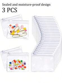 可重复使用的透明药袋，带滑动锁拉链，可重新密封，自封式药品收纳袋，多功能收纳袋，珠宝收纳袋，适合旅行和日常整理，返校季必备，可用于存放药品、维生素、急救用品，以及珠宝、项链和小工艺品，是旅行爱好者和注重健康人士的理想之选。 - 無色 - 查看 13