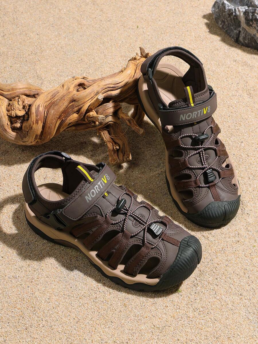 Men's Sandals, Closed Toe Athletic Sport Sandals, Mens Summer Shoes, Lightweight Trail Walking Flat Sandals For Beach Sport Outing - 棕色 - 查看 1