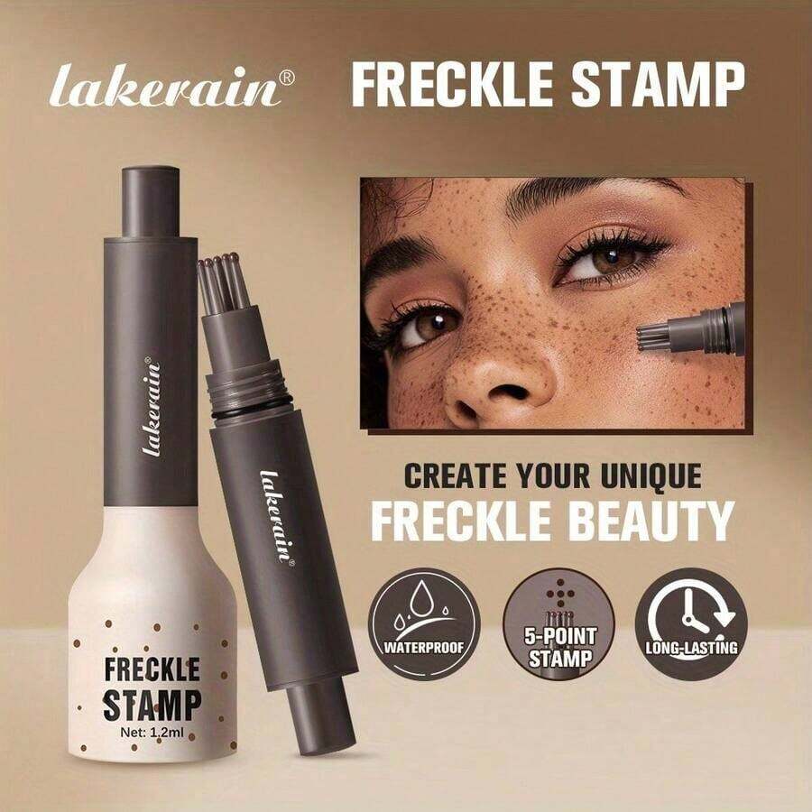 Lakerain Stamp Freckle Makeup Pen, Waterproof, Sweatproof, Smudge-Proof, 5-Point Design For Natural Makeup, Gentle Ingredients, Suitable For Festival Makeup, Halloween, Christmas - #1 - Xem 1