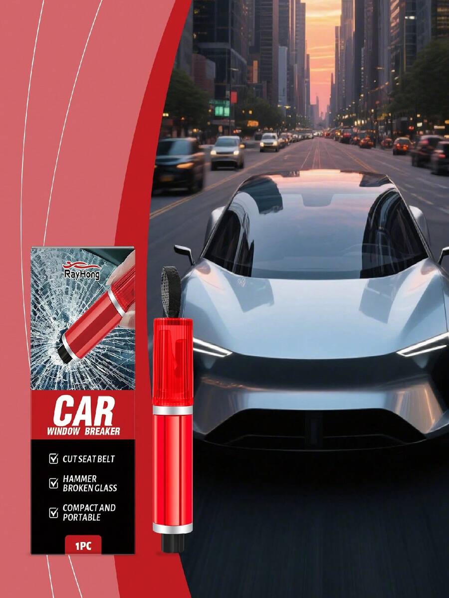 2-In-1 Car Emergency Hammer, Multi-Function Car Window Breaker Tool - A - View 1