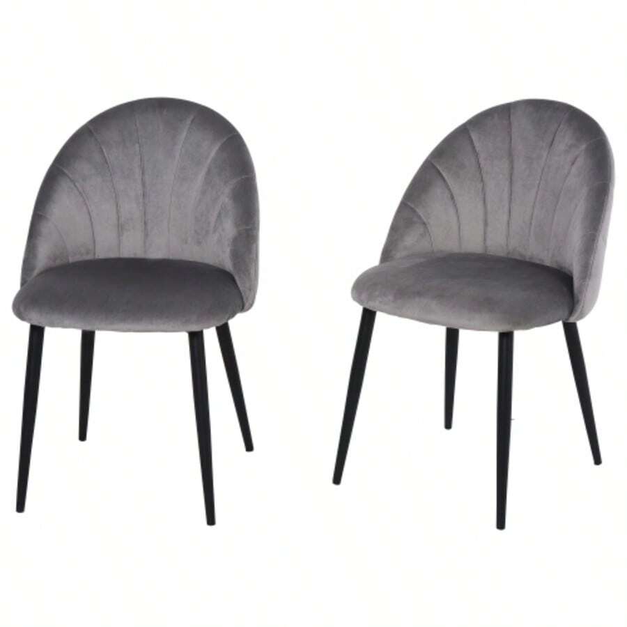 Dining Chairs, Set Of 2, Kitchen Chair, Scandinavian Design, Living Room Chair, Upholstered Chair, Office Chair, Velvet, Metal, Grey, 52 X 54 X 79 Cm - Grey - View 1