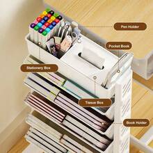 3/4 Tier Kitchen Storage Trolley Cart With Wheels Bathroom Laundry Rolling Rack 99*37*26cm,Black/ White - Multicolor - View 7