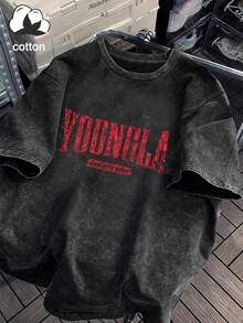 Plus Size Women's Summer Cotton T-Shirt - Distressed Texture Effect With Prominent English Words "ESTD" And "SPEED" Streetwear Style Text Graphics, Suitable For Women's Valentine's Day, Vacation, Summer Outfits, Valentine's Day Outfit, Tops, Summer Clothing, Plus Size Women's Wear, Valentine's Day Outfit, Valentine's Day Apparel - Black - View 4