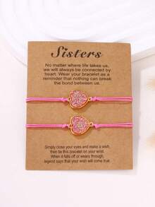 2件套流行水晶簇树脂心形蜡绳手链，友谊编织手链，情人节礼物 - 手鍊 - 查看 12