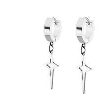 1pair Stainless Steel Hollow Out Square Star Earrings For Men And Women, Simple & Cool Style - Multicolor - View 13