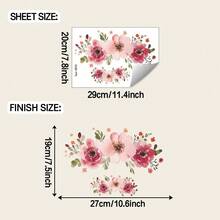 1pc Watercolor Plant Wall Sticker, Hand-Painted Floral Leaves, Self-Adhesive Removable, Create Fresh Home Or Bathroom Decor, Spa-Like Bathroom Ambiance, Watercolor Plant Decal, Peel And Stick, Personalize Shower Area Or Vanity Wall, Floral Plant Sticker Set, Watercolor Botanical Art, Easy DIY Refresh Any Wall - Watercolor Flowers and Green Leaves - View 2