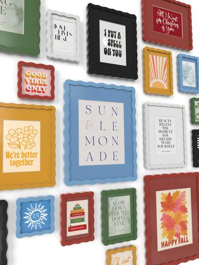 XXBANZHUAN Dopamine-Inspired Colorful Wave Photo Frames, 5 Sizes (4x4 Inch/4x6 Inch/5x7 Inch/8x10 Inch/11x14 Inch) And 6 Vibrant Colors (Red/Blue/Green/Yellow/Black/White), Ideal For Gallery Walls, Kids' Rooms, And Home Decor Gifts