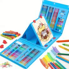 208 Pcs Art Supplies Set With Colored Pencils, Paint Brushes, Crayons, Markers, Acrylic Paint Markers, Acrylic Paint Set, Sketch Book & Drawing Pad For Kids, The Best Easter Gift - Màu xanh da trời - Xem 9