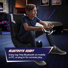 X Rocker Eclipse - Silla de Piso para Videojuegos con Altavoces incorporados Bluetooth inalámbrico Plegable Piel Vegano 300 Libras máximo Exclusivo de  Negro y Plateado - Negroyplateado - Ver 5