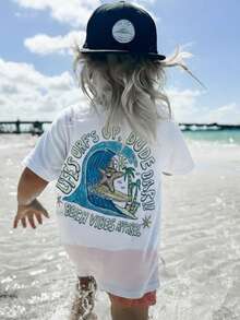 1件婴儿/幼儿男童休闲印花圆领短袖T恤，夏季童装 - 一件引人注目的T恤，为每个孩子带来欢乐和幸福！ - 白色 - 查看 1