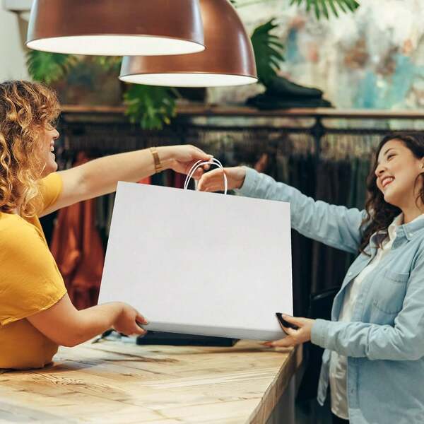 25-100 Pieces 16.5 X 5.1 X 12.2 Inches (Approx. 42 X 13 X 31 Cm) Kraft Paper Bag With Handle Bulk Gift Bags Shopper Bags For Groceries, Merchandise, Parties