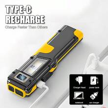 1PC Rechargeable EDC Flashlight Compact 8 Mode Pocket LED Flashlight USB-C Rechargeable Light With Digital Display Side Light & Clip - Multicolor - View 9