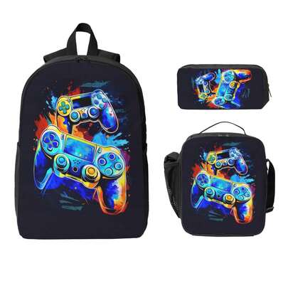 3PCS Boys Backpack, Cute Game Bookbag School Bag With For Elementary Preschool Travel