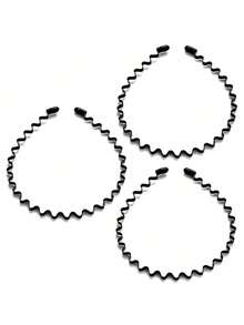 1 件装男士光滑后梳发带，户外运动时尚双马尾发箍/永不掉漆金属头扣夹，适用于男士长发、辫子和其他发型 - 大波浪发箍发圈 - 黑色 - 查看 14