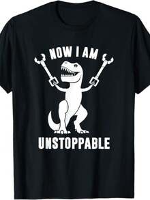 Men's And Women's T-Shirt, Unisex, Fashion Style, Dinosaur Print, I'm Unstoppable, Legend Style, Cheap, Stylish Men's And Women's Shirt - 100% Cotton, Promotion, Free Fast Shipping - màu đen - Xem 1
