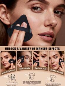 20PCS Multi-Purpose Triangle Powder Puffs: Soft Non-Irritating Puffs For Powder, Cushion & Daily Makeup Refreshing - Black - View 6