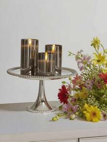 3 Flameless LED Candles, Tabletop Decorative Lights, Flashing LED Column Candles, Battery-Powered Electronic Candles, Artificial Candles, Centerpieces For The Table, Wedding Decorations, Holiday Party Decorations, Mother's Day & Independence Day Decorations - Grey - View 7