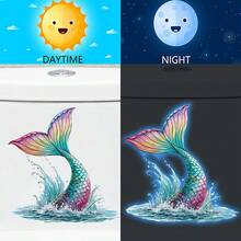 1/3片装玳瑁和水母夜光马桶贴纸,可移除自粘PVC防水海洋墙贴,适用于装饰马桶座圈、浴缸和浴室墙壁。趣味礼物! - 動物馬桶貼 - 查看 3