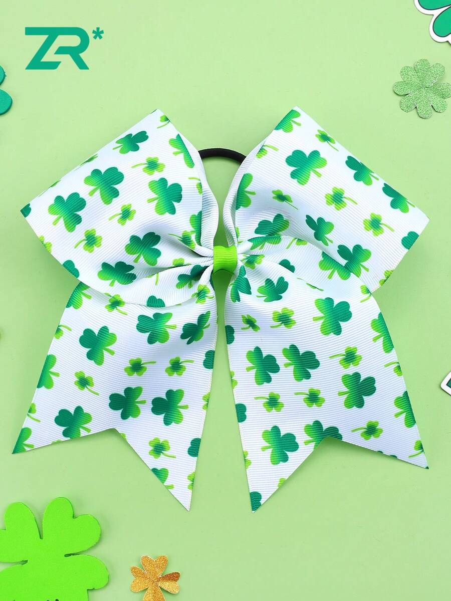 1 pièce Lien de cheveux thème de la Saint-Patrick Nœud papillon trèfle Ruban gros-grain Lien de cheveux pour la fête de la Saint-Patrick, tenue de festival, activité sur le campus, accessoire de cheveux trèfle pour femmes pour queue de cheval et demi-chignon, élastiques à cheveux, chouchous - Multicolore - Voir 1