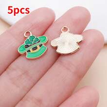 5pcs DIY Charms Pendants Set | Lucky Green Enamel Charms With Clover & Leprechaun Design, Zinc Alloy Material For St. Patrick's Day Jewelry Crafting - Multicolor - View 36