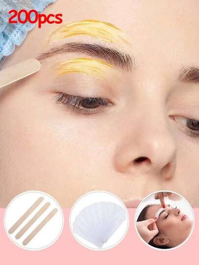 200片一次性脱毛纸，适用于面部、眉毛、腿部、身体和比基尼线的无痛脱毛！适用于美发沙龙、美容院、旅行用品和各种护发产品。