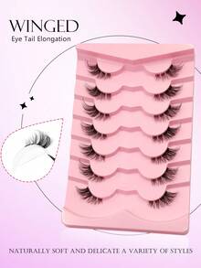Asiteo 7 Pairs Half-Strip Natural Cat Eye False Eyelashes, Extending Lash Ends, Transparent Band, Faux Mink Lashes, Suitable For Cosplay, Parties, Eid, Holidays - Half Eyelashes - View 7